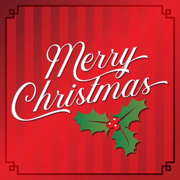 Message Merry Christmas Written Playful Script Lettering Red Background Green — Stockový vektor