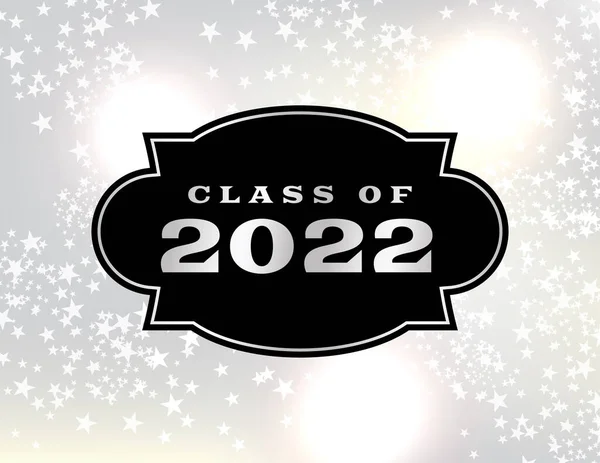 Black Graduation Emblem Starry Silver Sparkle Sky Class 2022 Illustration — Stockvector