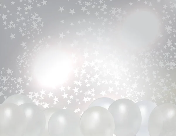 Silver Glowing Background Balloons Stars Illustration — Διανυσματικό Αρχείο