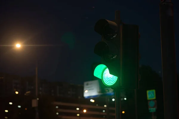 Traffic light, green light at night