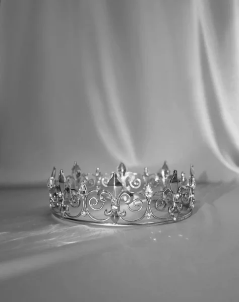 Luxury golden crown, vintage. Success. Black and white photo. Vintage.