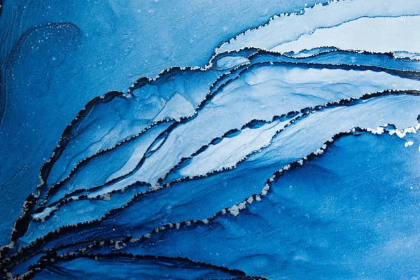 Abstract blue art background. Alcohol ink art