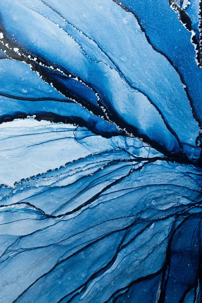 Abstract blue art background. Alcohol ink art