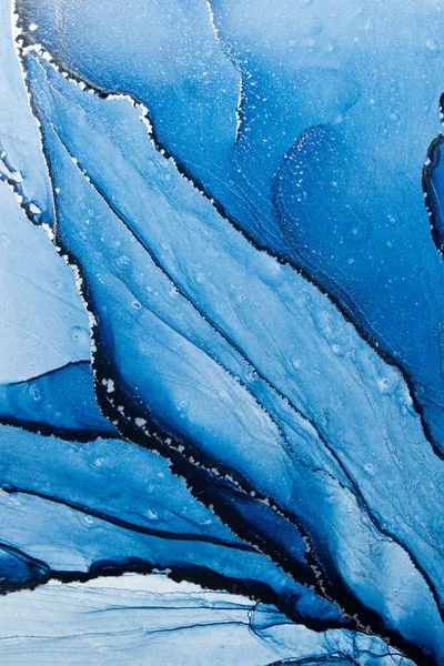 Abstract blue art background. Alcohol ink art