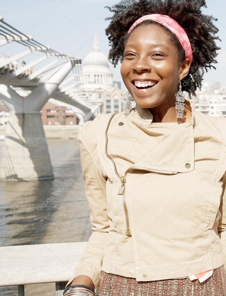 black woman on vacations, visiting London city