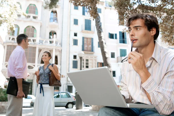 Business in a city scene, outdoors. Stock Picture