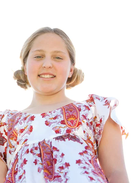 Portrait of a young girl against the sky — Stock Photo, Image