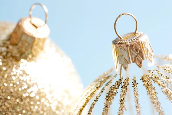 Pair of decorated christmas barballs ornaments — Stock Photo, Image