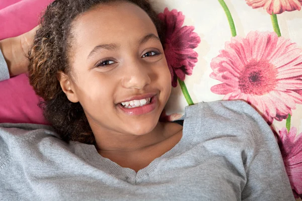 Mixed race teenage girl smiling — Stock Photo, Image