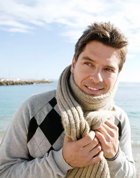 Smart man on a beach — Stock Photo, Image