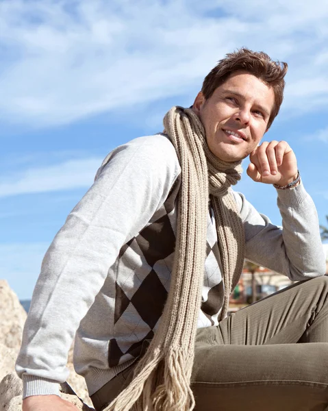 Smart man on a beach — Stock Photo, Image