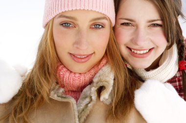 Girls friends  in winter clipart