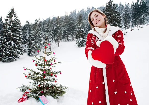 Meisje xmas vieren — Stockfoto