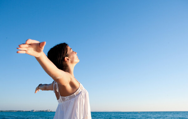 Young woman breathing