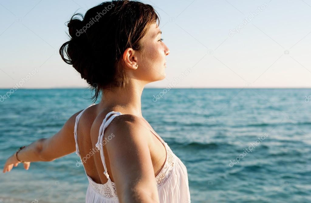 Young woman breathing