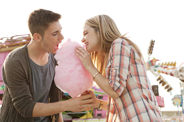 Couple  with cotton candy