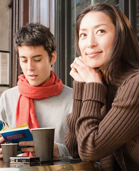 Couple sitting at  cafe — Stock Photo, Image