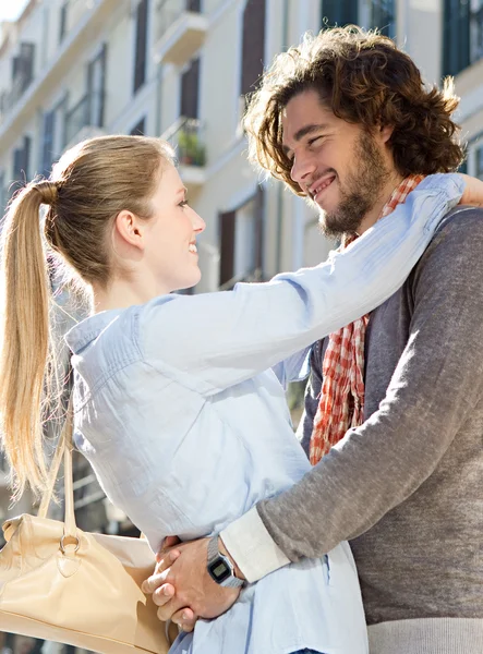 Attractive couple hugging — Stock Photo, Image