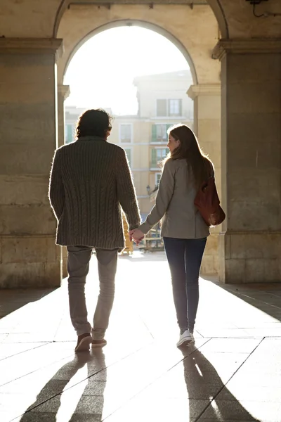 Tourist couple silhouette — Stock Photo, Image