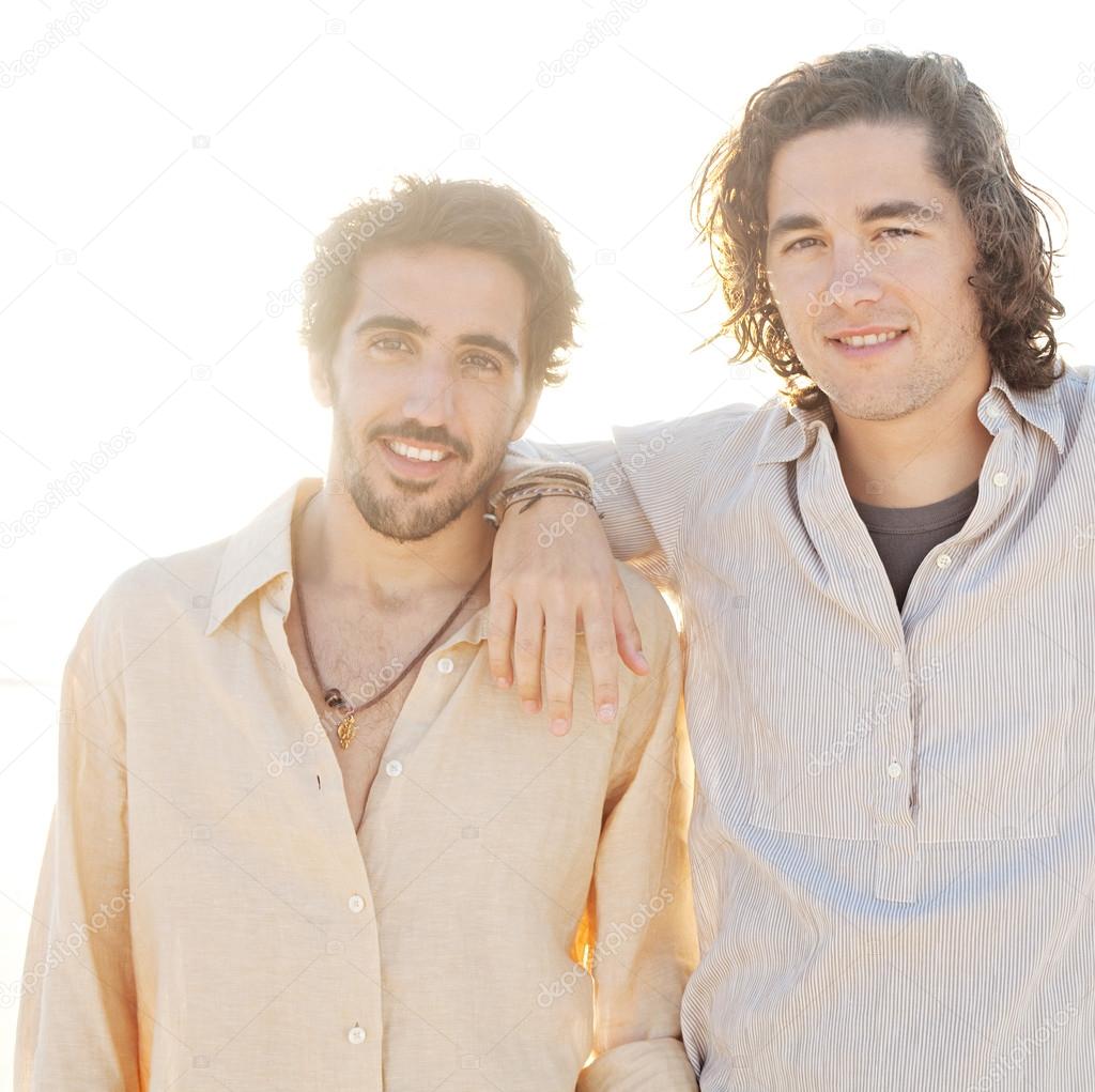 Two men  on beach