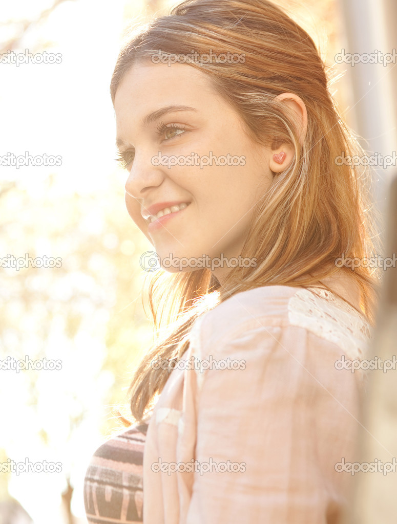 Girl sitting on  bench