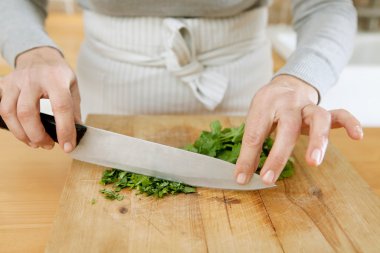Chopping fresh green parsley clipart