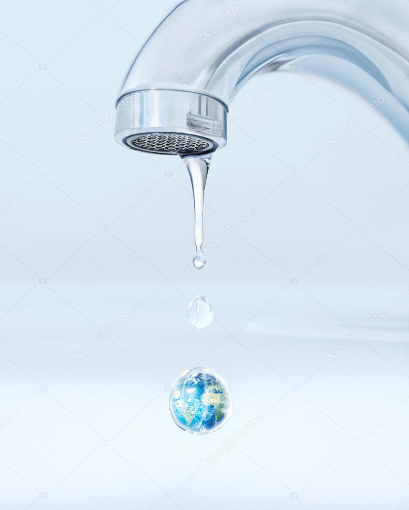 Earth inside a drop of water