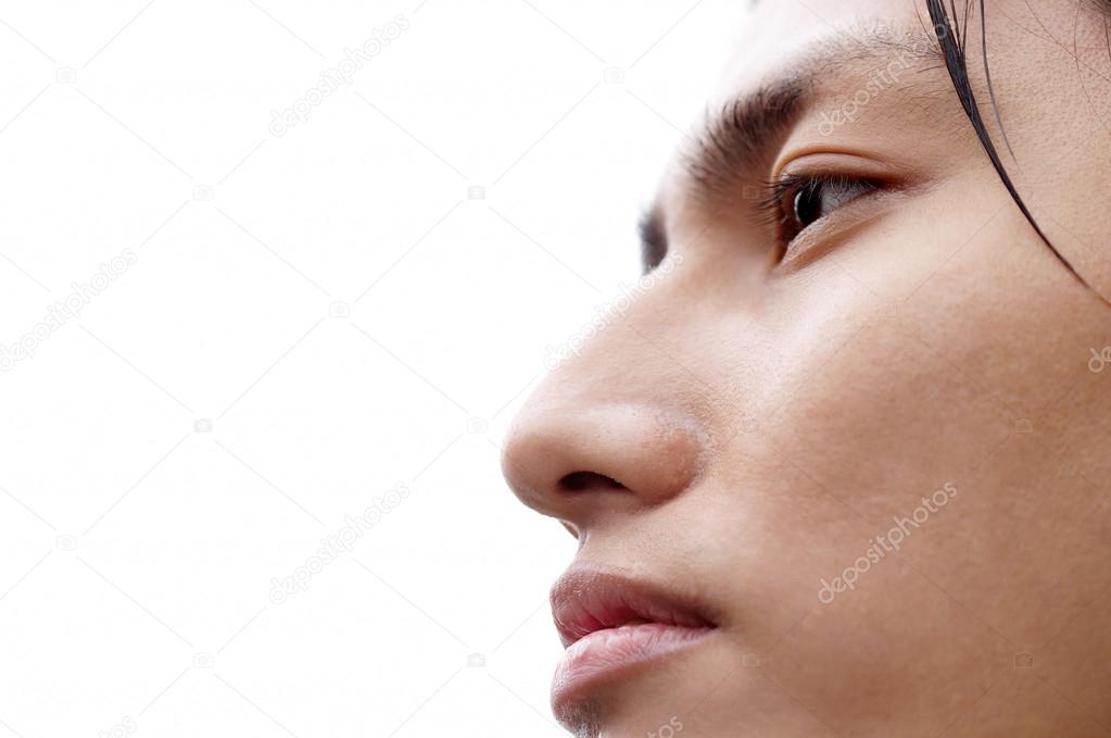 Man looking ahead with a strong strong expression