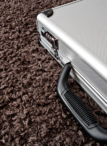 Metallic silver business man security briefcase — Stock Photo, Image