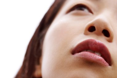 kadın yüz ve dudak ararken sırasında