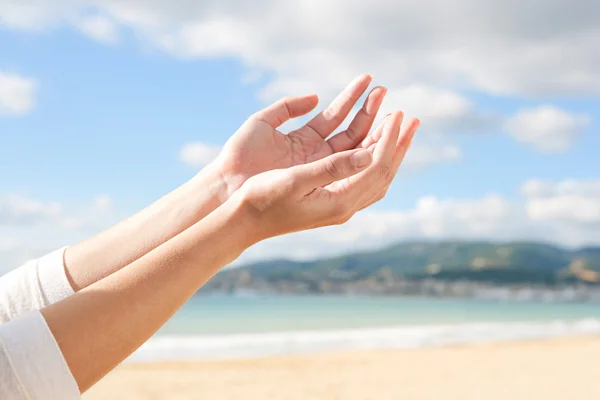 Woman arms and hands held together — Stock Photo, Image