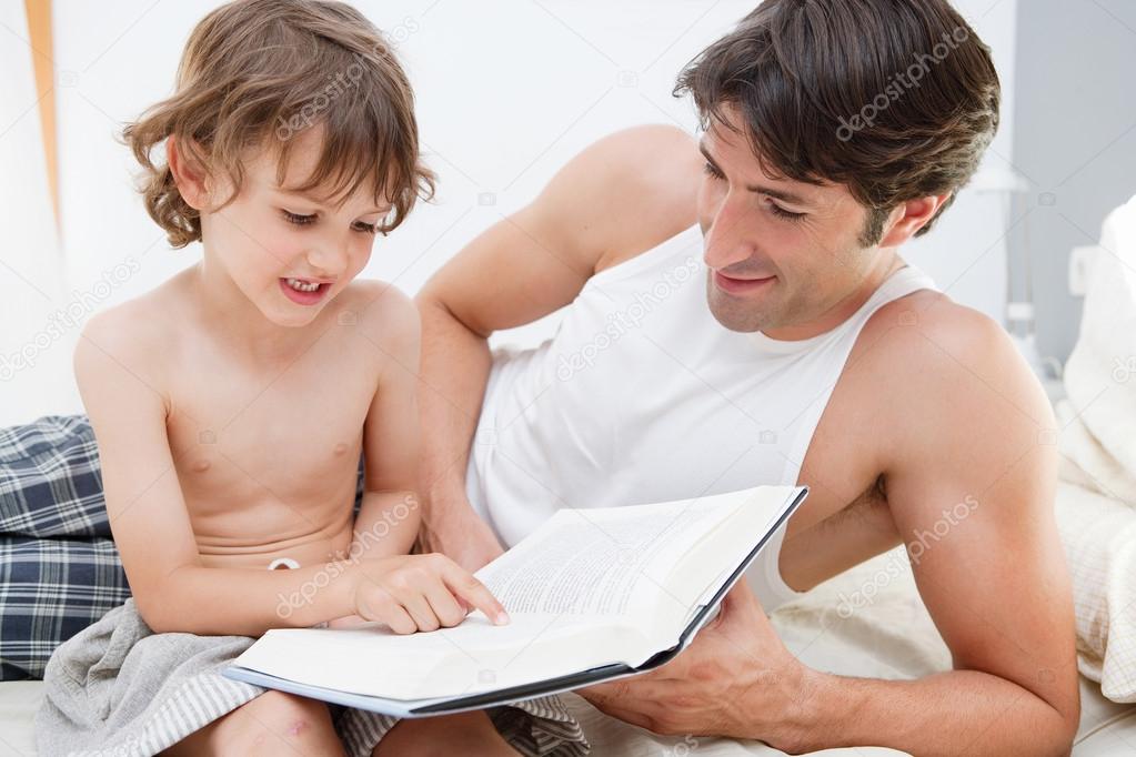 Father and  son  reading book