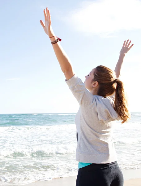 Woman stretching her arms — Stock Photo, Image