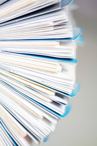 Business card holder full of business cards