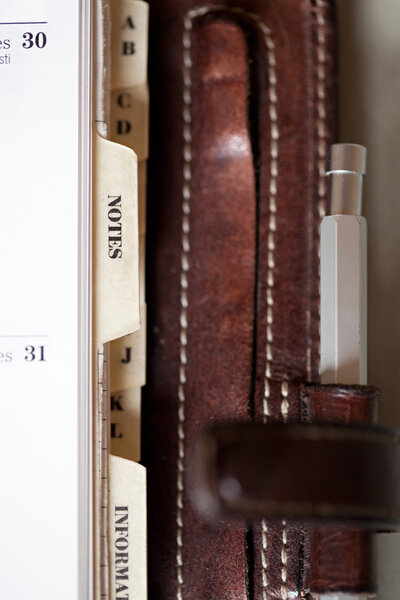 Quality leather filofax with index tags