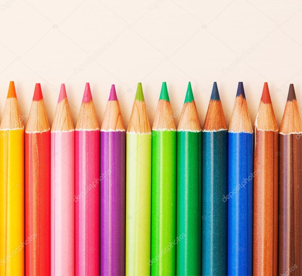 Bunch of colorful school art pencils