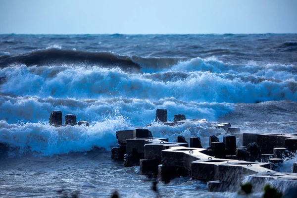 Волны Бьющиеся Волну Озере Мичиган — стоковое фото