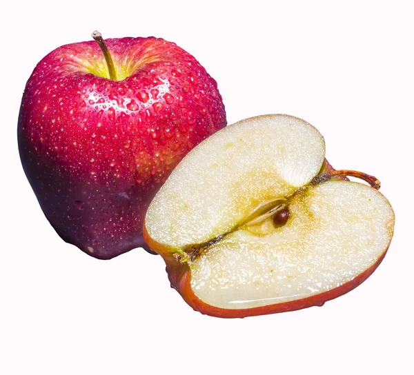 Manzana roja fresca con rebanada — Foto de Stock