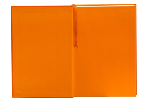 Aperto notebook arancione isolato — Foto Stock