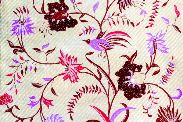 Tessuto batik di fiori e griglia — Foto Stock