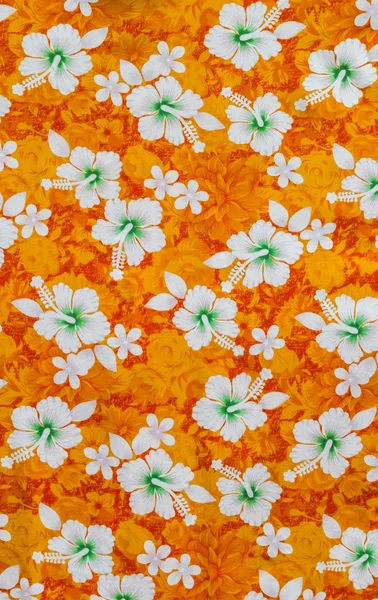 White hibiscus flowers on fabric pattern — Stock Photo, Image