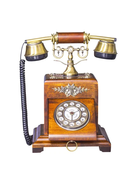 Vintage telefon på vit Royaltyfria Stockfoton