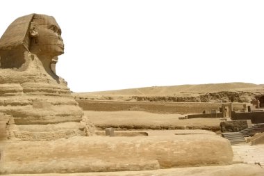 Mısır'ın - yaz mavi gökyüzü ve bulutlar Giza Sfenks sembolü