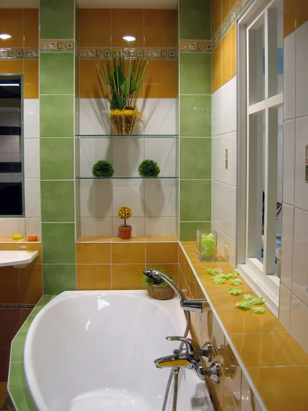 带有淋浴浴缸的现代浴室 — 图库照片
