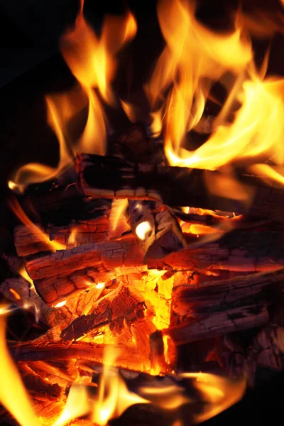 Fire and flames on a black background — Stock Photo, Image