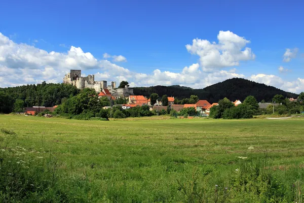 夏の風景と中世の城を遺跡します。 — ストック写真