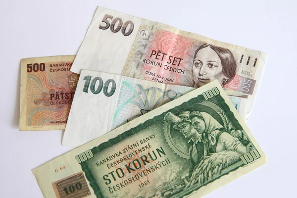 Dinero checo viejo y nuevo —  Fotos de Stock