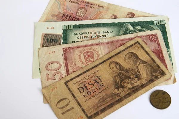 Dinero checo viejo y nuevo — Foto de Stock