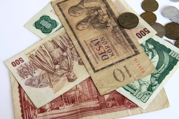 Antigo e novo dinheiro checo — Fotografia de Stock
