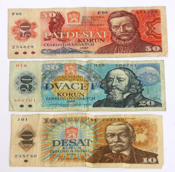 Oude en nieuwe Tsjechische geld — Stockfoto